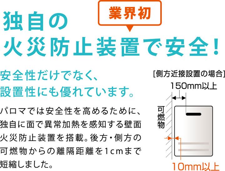 壁面火災防止装置