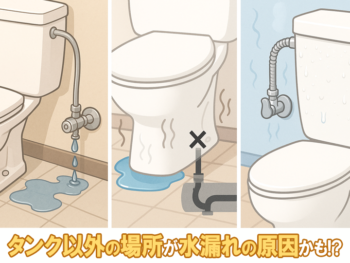 トイレで水漏れが起きたとき、タンク以外の原因がある可能性があります