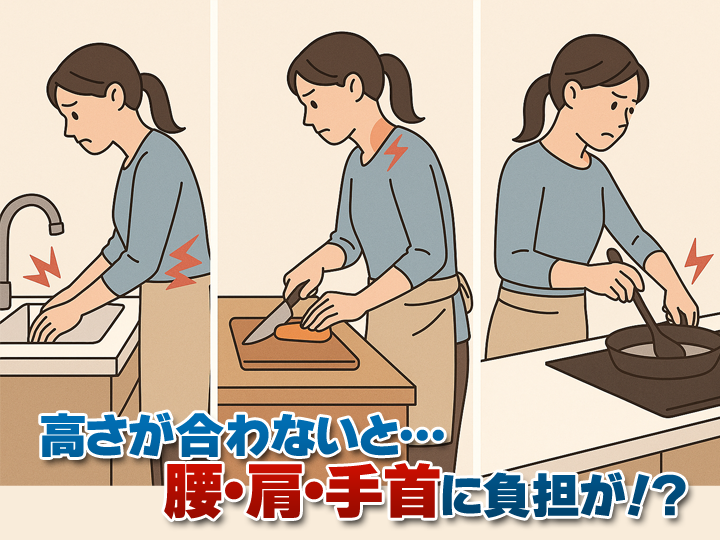 キッチンの高さが合わないと起こる3つの不調（腰・肩・手首）