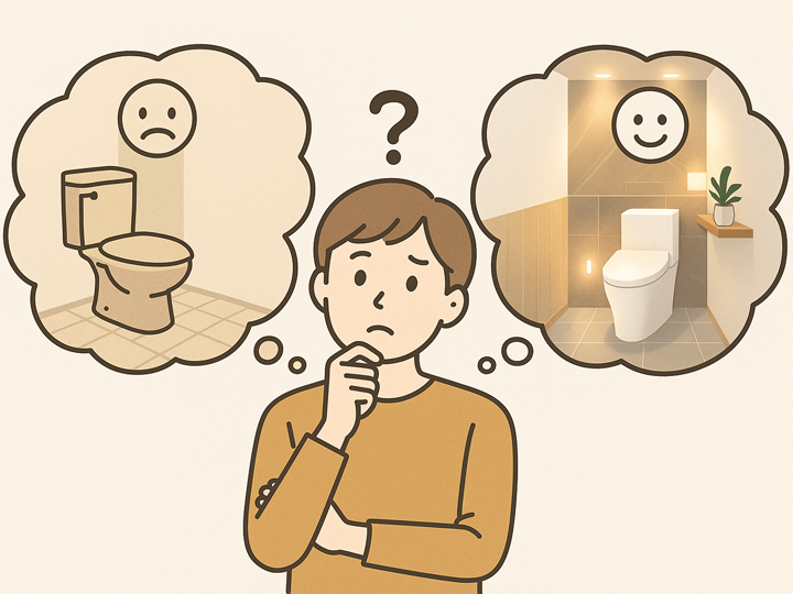 トイレのリノベーションを検討している男性