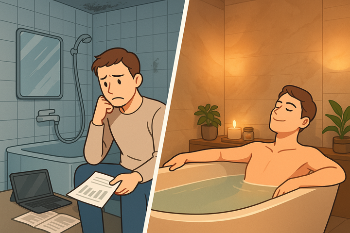 お洒落なお風呂へのリフォームもミズマワリフォームにお任せください！