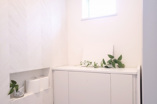 壁厚（ニッチ）を活かした収納があるトイレ