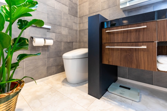 素材の質感で上質さを出したトイレ