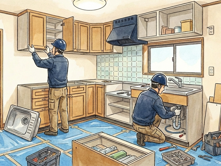 キッチンリフォームの様子