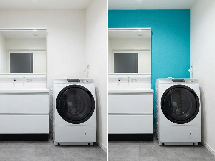 壁の一面だけ色を変えてアクセントに！