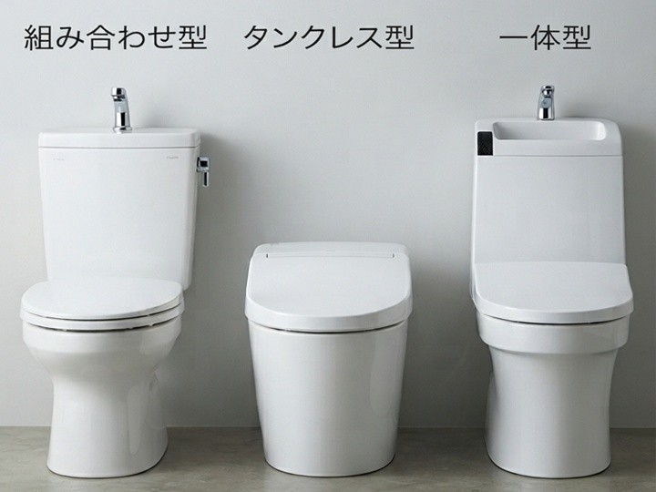 「組合せ・一体型・タンクレス」の特徴を比較