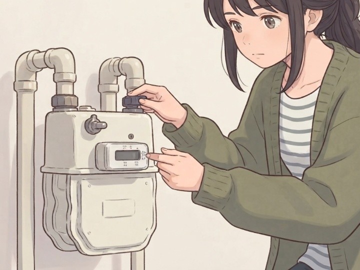 屋外のガスメーターの復帰操作