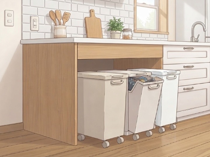 キャスター付きのゴミ箱で掃除や交換をしやすくする