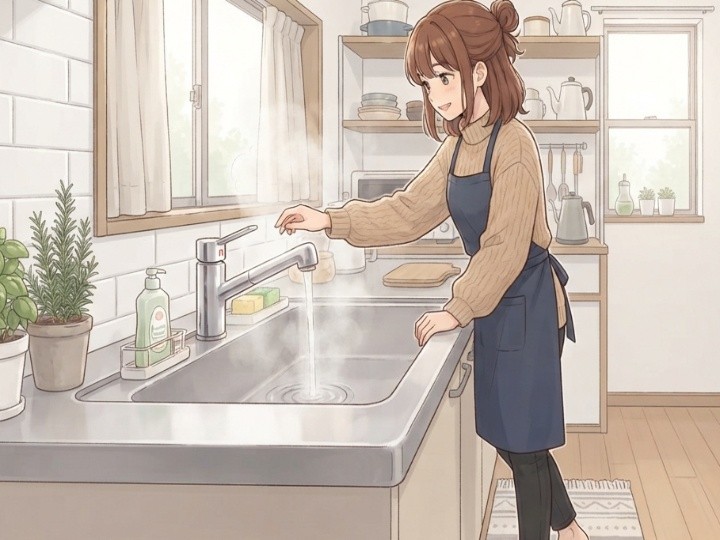 水抜きをした後に再びお湯を使う手順