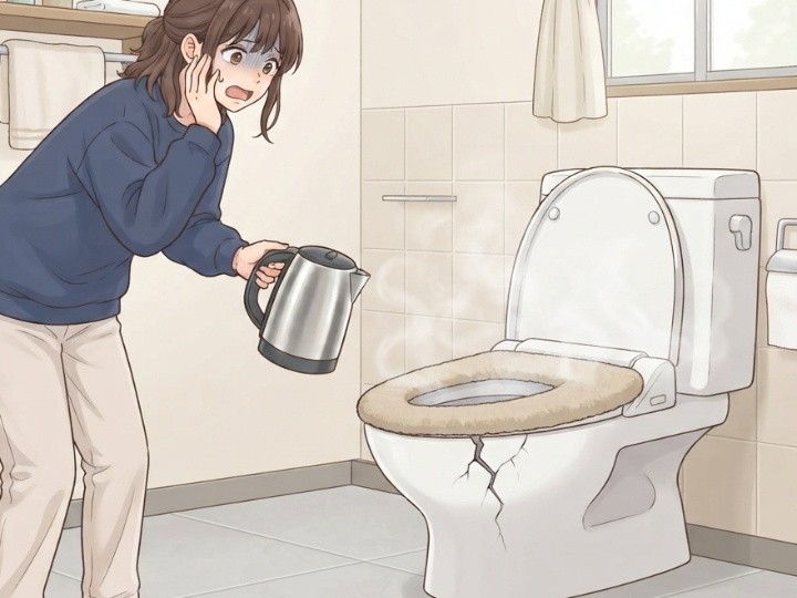 熱湯をかけると便器が割れる