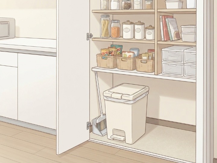 パントリーを活用してゴミ箱を目立たせない
