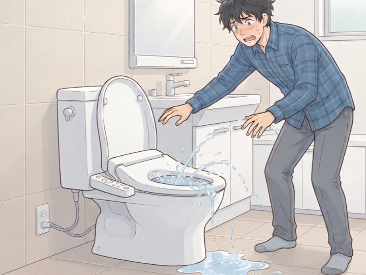 洗浄水が出続けて止まらない