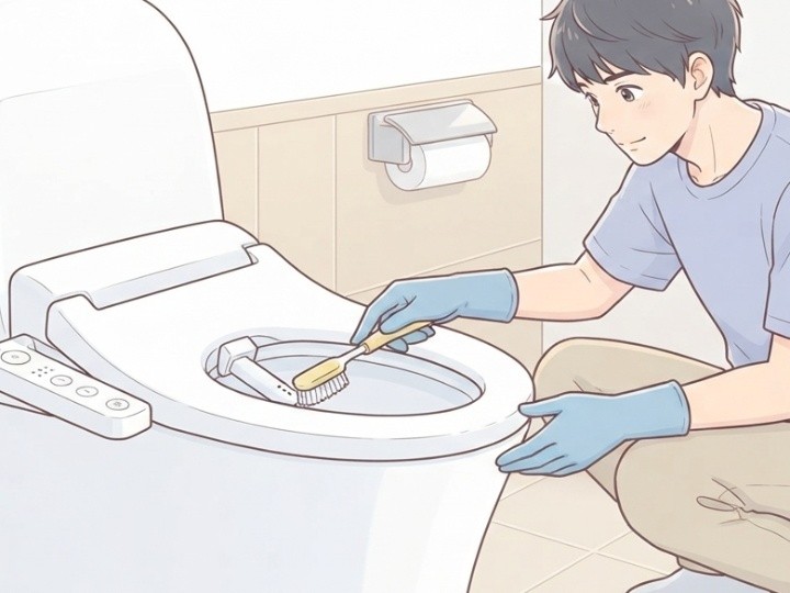 ノズルを引き出して優しく洗い流す