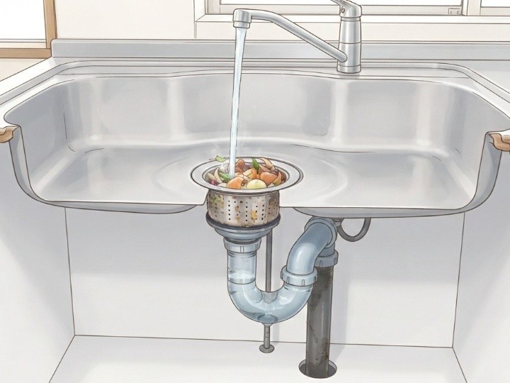 ゴミ受けが大きな異物をせき止める仕組み