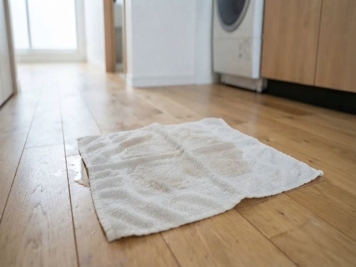 床に残った水分をできるだけ取り除く
