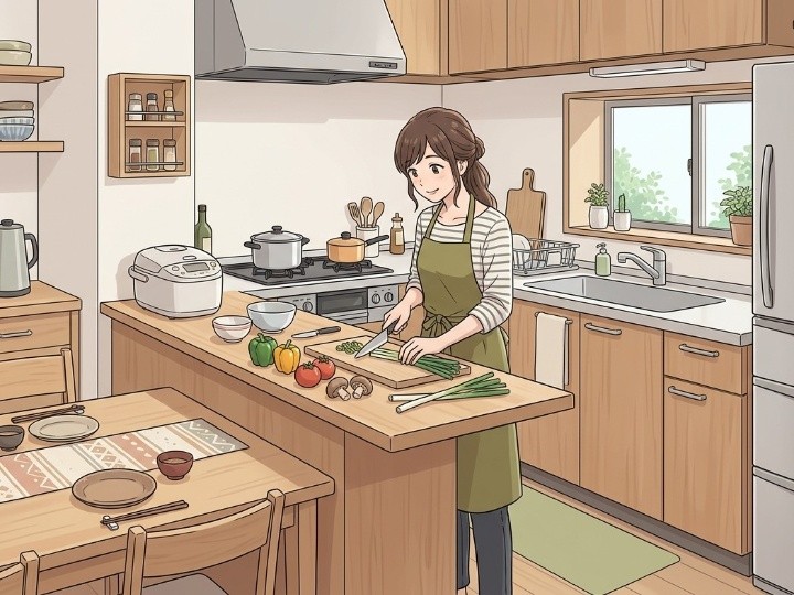 キッチンは調理と配膳の流れを意識する